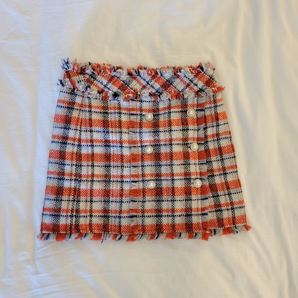 NWT - Sans Souci Frayed Tweed Red, White & Blue Mini Skirt Size M - Picture 2 of 6